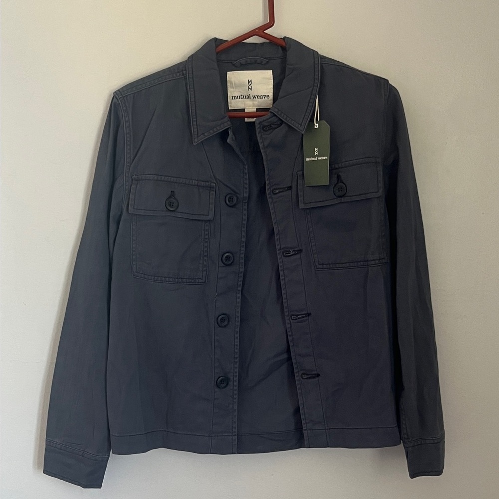 New with tags Mutual Weave Military Style Navy Blue Button down Jacket Size XS